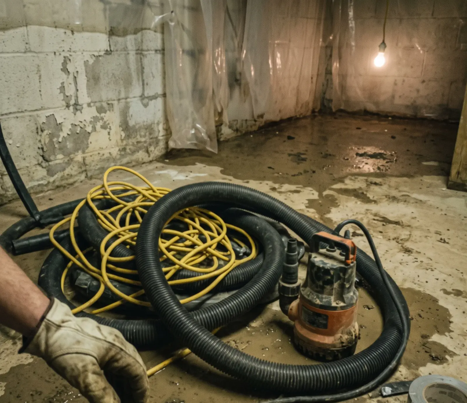 Pump guide during water removal in Carmel, IN